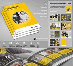时尚大气的商业画册indesign模板：Highlight Brochure
